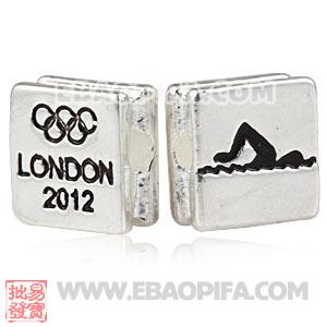Wholesale London 2012 Olympics Swimming Square Alloy Beads 