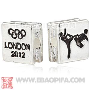 Wholesale London 2012 Olympics Taekwondo Square Alloy Beads 
