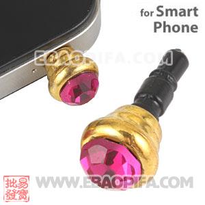 Anti Dust Earphone Jack Plug Accessory With Fushia Crystal For Smart Phone 