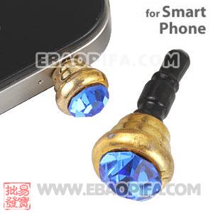 Anti Dust Earphone Jack Plug Accessory With Ocean Blue Crystal For Smart Phone 