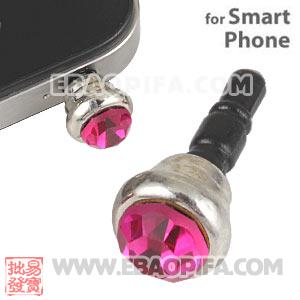 Anti Dust Earphone Jack Plug Accessory With Fushia Crystal For Smart Phone 