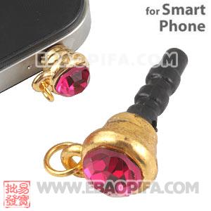 Wholesale Earphone Jack Plug Accessory With Fushia Crystal For Smart Phone 