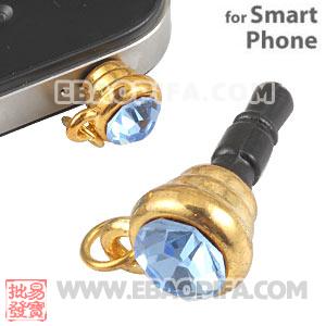 Wholesale Earphone Jack Plug Accessory With Blue Crystal For Smart Phone 