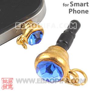 Wholesale Earphone Jack Plug Accessory With Ocean Blue Crystal For Smart Phone 