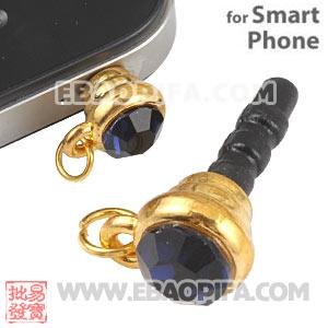 Wholesale Earphone Jack Plug Accessory With Ink Blue Crystal For Smart Phone 