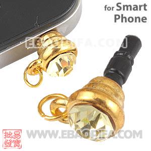 Wholesale Earphone Jack Plug Accessory With Yellow Crystal For Smart Phone 
