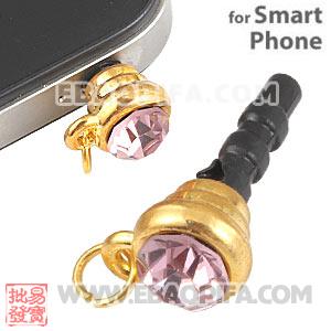 Wholesale Earphone Jack Plug Accessory With Pink Crystal For Smart Phone 