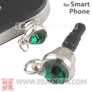 Wholesale Earphone Jack Plug Accessory With Green Crystal For Smart Phone 