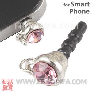 Wholesale Earphone Jack Plug Accessory With Pink Crystal For Smart Phone 