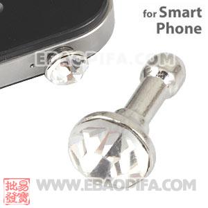 Wholesale Earphone Jack Anti Dust Plug Stopper With White Crystal For iPhone 
