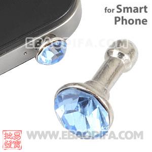 Wholesale Earphone Jack Anti Dust Plug Stopper With Blue Crystal For iPhone 