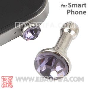 Wholesale Earphone Jack Anti Dust Plug Stopper With Lavender Crystal For iPhone 