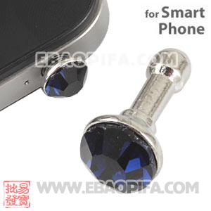 Wholesale Earphone Jack Anti Dust Plug Stopper With Ink Blue Crystal For iPhone 