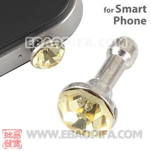 Wholesale Earphone Jack Anti Dust Plug Stopper With Yellow Crystal For iPhone 
