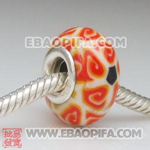 批发软陶彩色大孔珠 925纯银扣 欧洲珠