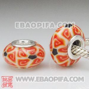 批发软陶彩色大孔珠 925纯银扣 欧洲珠