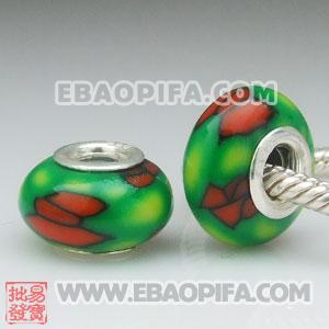 批发软陶彩色大孔珠 925纯银扣 欧洲珠