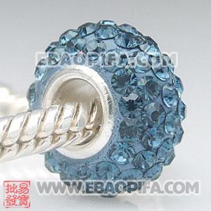 墨蓝奥钻银珠子 批发进口奥地利水钻点钻珠 925纯银直通管点钻珠 7X13mm水钻珠
