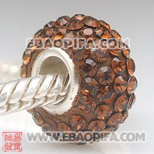 烟黄奥钻银珠子 批发进口奥地利水钻点钻珠 925纯银直通管点钻珠 7X13mm水钻珠