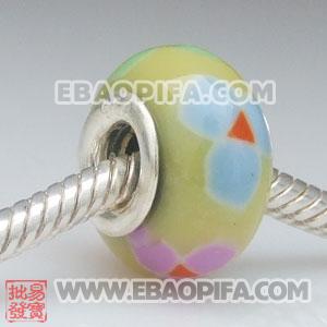 批发软陶彩色大孔珠 925纯银扣 欧洲珠