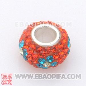 花朵大红奥钻珠子 批发进口奥地利水钻点钻珠 925纯银直通管点钻珠 7X13mm水钻珠