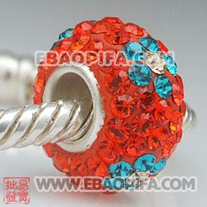 花朵大红奥钻珠子 批发进口奥地利水钻点钻珠 925纯银直通管点钻珠 7X13mm水钻珠