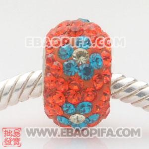 花朵大红奥钻珠子 批发进口奥地利水钻点钻珠 925纯银直通管点钻珠 7X13mm水钻珠