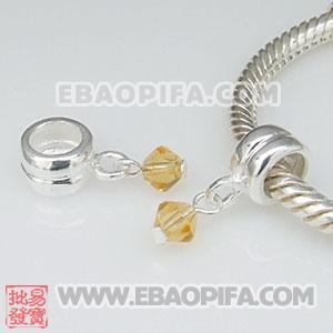 黄钻坠子 外贸首饰 925纯银DIY项链吊坠 工厂供应925纯银Charm吊坠 批发charm吊坠