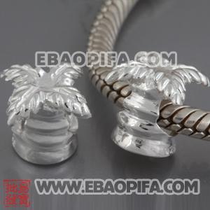 椰子珠子 银白色925纯银珠子 素银珠