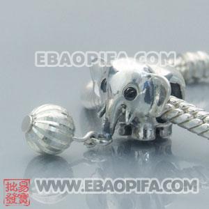 小象银坠子 欧洲珠吊坠 925纯银Charm吊坠 批发charm吊坠