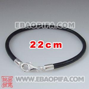 22cm 皮绳链 925纯银龙虾扣