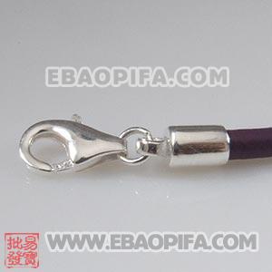 20cm 皮绳925纯银扣头手链 国产皮绳链 进口皮绳链 手链 项链 脚链
