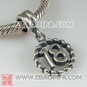批发925纯银珠子 阿拉伯数字珠子 欧洲珠 大孔数字珠