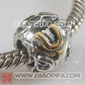 英文字母珠 双色925纯银字母珠子