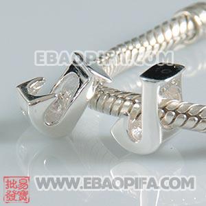 925纯银字母珠  镀银英文字母珠 欧洲字母珠 大孔字母珠