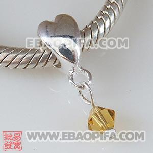 黄色锆石坠子 欧美大牌 925纯银DIY项链吊坠 工厂供应925纯银Charm吊坠 批发charm吊坠