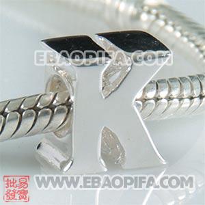 925纯银字母珠  镀银英文字母珠 欧洲字母珠 大孔字母珠