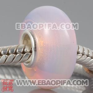 批发蛋白石珠 蛋白石925纯银直通管大孔珠子