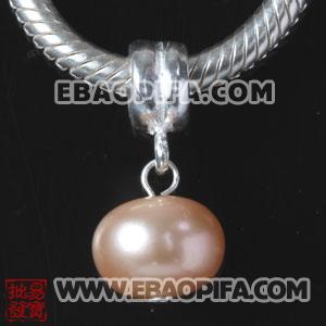 批发珍珠大孔珠 天然淡水珍珠珠子 925纯银管珍珠珠子