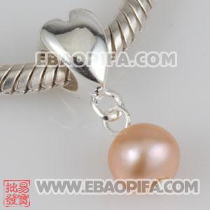 批发珍珠大孔珠 天然淡水珍珠珠子 925纯银管珍珠珠子