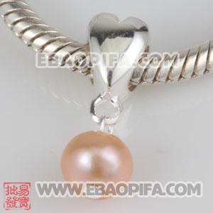 批发珍珠大孔珠 天然淡水珍珠珠子 925纯银管珍珠珠子