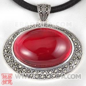 厂家935纯银泰银镶石吊坠