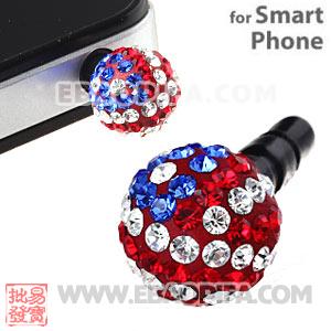10mm Czech Crystal The Old Glory Ball Earphone Jack Plug For iPhone Wholesale 