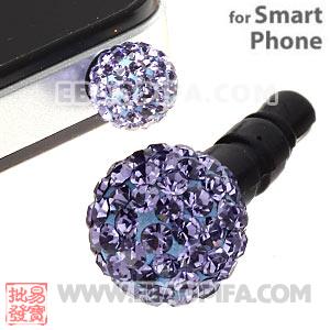 8mm Purple Czech Crystal Ball Earphone Jack Plug For iPhone Wholesale 