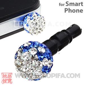 8mm Czech Crystal Ball Earphone Jack Plug For iPhone Wholesale 