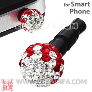 8mm Czech Crystal Ball Earphone Jack Plug For iPhone Wholesale 