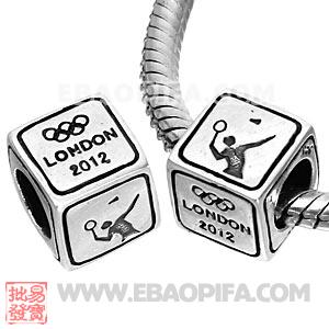 羽毛球银珠子 运动珠子 体育赛事风格珠子 奥运珠宝珠子 925纯银珠子