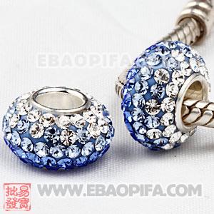 镶混奥钻珠子 批发进口奥地利水钻点钻珠 925纯银直通管点钻珠 7X13mm水钻珠