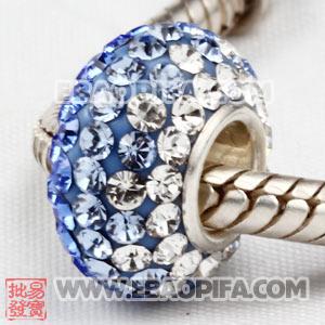 镶混奥钻珠子 批发进口奥地利水钻点钻珠 925纯银直通管点钻珠 7X13mm水钻珠