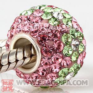 镶混奥钻珠子 批发进口奥地利水钻点钻珠 925纯银直通管点钻珠 10X13mm水钻珠